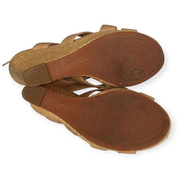 JESSICA SIMPSON JAMALLO WEDGE SANDALS BEIGE SZ.7.5 GUC. - Picture 7 of 7